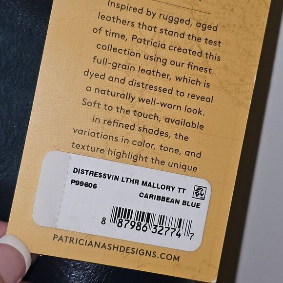 Patricia Nash Mallory Leather Tote Caribbean Blue, "Vintage Leather", NWT - Picture 11 of 12